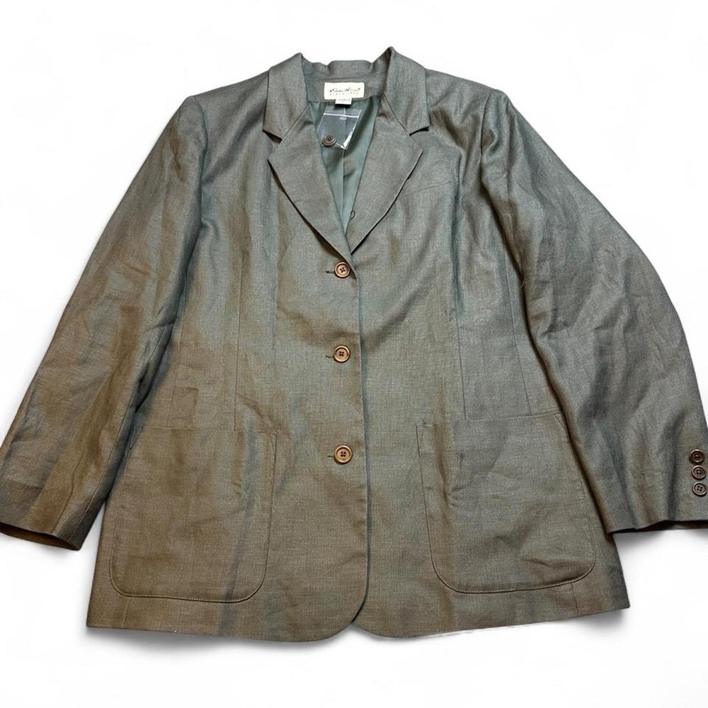 Eddie Bauer linen business casual brown 3 button blazer size XL